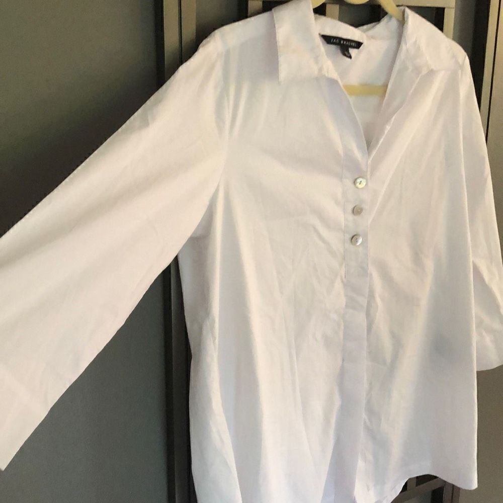 Zac & Rachel White tunic blouse with shell button detail size L - Picture 7 of 7